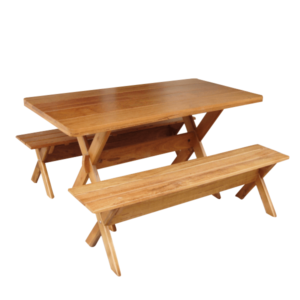 Aluguel de Mesa e Banco em Madeira Rústica