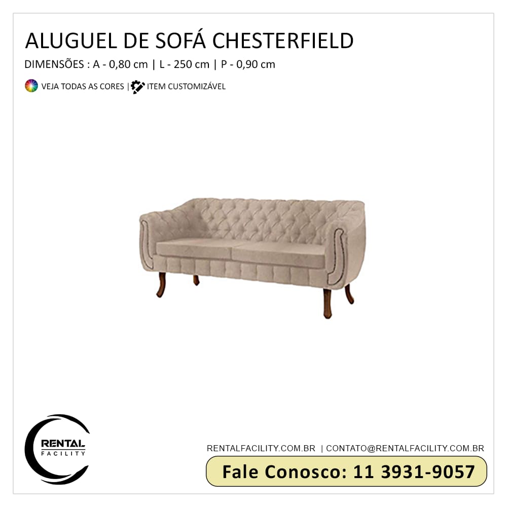 Sofá Chesterfield para locação