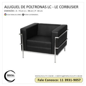Aluguel de Poltrona LC Le Corbusier Preta