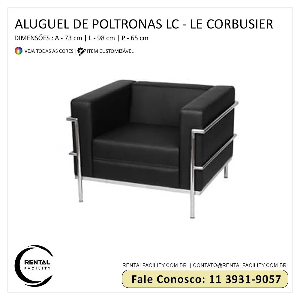 Aluguel de Poltrona LC Le Corbusier Preta