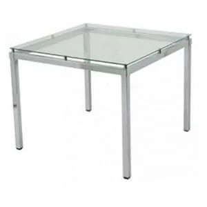Aluguel de Mesa Quadrada Cromada com Tampo de Vidro
